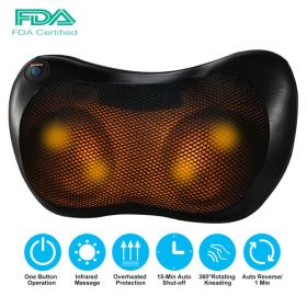 Back Neck Massage Pillow Kneading Massager In-Car Thermotherapy Massage Pillow w/ Car Charger US Plug Pain Relief Relaxing For Home Travel