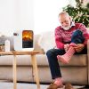 1500W Portable Electric Fireplace Heater 2 Gear Temperature PTC Ceramic Space Heater with Realistic Burning Flame Overheating Tip Over Protection 3S H