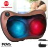 Back Neck Massage Pillow Thermotherapy Kneading Manipulation Massager Car Massage Pillow w/ Cigarette Charger Adapter Pain Relief Relaxing For Home Tr