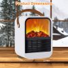 1500W Portable Electric Fireplace Heater 2 Gear Temperature PTC Ceramic Space Heater with Realistic Burning Flame Overheating Tip Over Protection 3S H