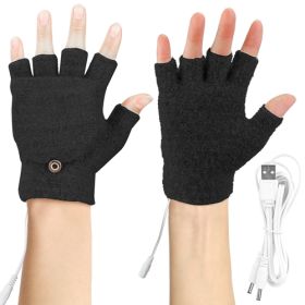 USB Wool Heated Gloves Mitten Half Fingerless Glove Electric Heated Gloves for Laptop PC