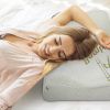 Bamboo Memory Foam Sleep Pillow Contoured Cervical Orthopedic Pillow Neck Support Breath Pillow