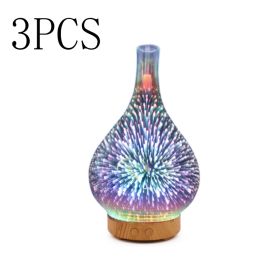 3D Glass Aroma Diffuser Colorful Lamp Humidifier Night Light (Option: A US 3pcs)