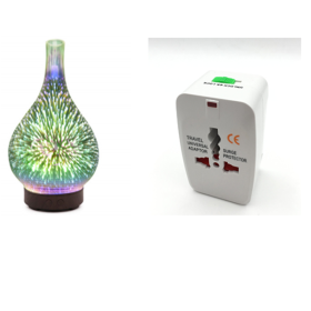 3D Glass Aroma Diffuser Colorful Lamp Humidifier Night Light (Option: UP Special UK)