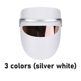 LED Seven-color Beauty Mask Photon Skin Rejuvenation Instrument (Option: Silver white-3.colors)